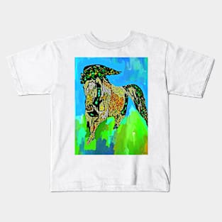 Horse Wild and Pretty Mosaic Abstract Kids T-Shirt